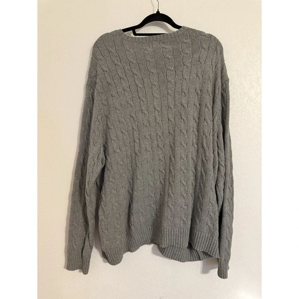 Ralph Lauren Cableknit Sweater Men's Size 3 XB Gray Big &‎ Tall